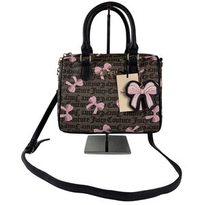 Juicy Couture Simply Sweet Brown Pink Bow Satchel Bag w/ Bow Charm Coquette Y2K